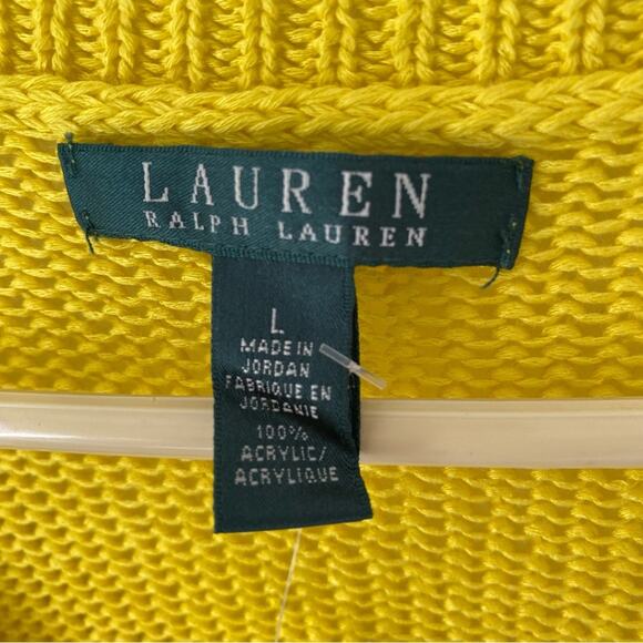 Ralph Lauren Villa Yellow Scoop Neck Open Weave knit sweater NWTS Large - Picture 8 of 8